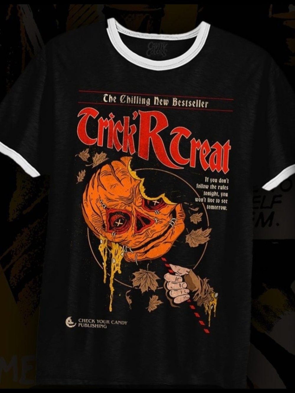 Trick 'R Treat Black Short Sleeve Graphic Ringer Tee